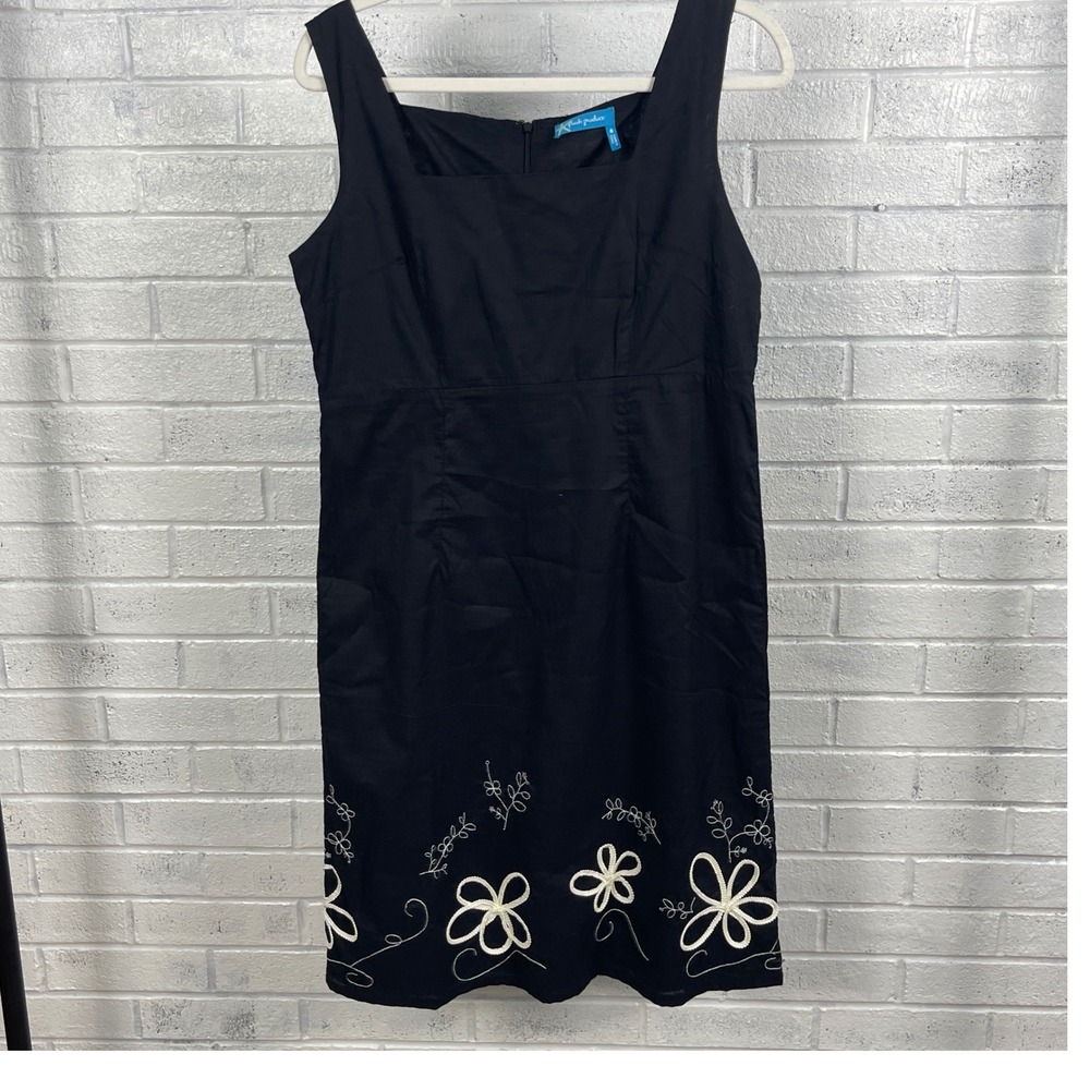 Fresh Produce Alissa Embroidered Dress Womens 6 Black A-Line Coastal Resort